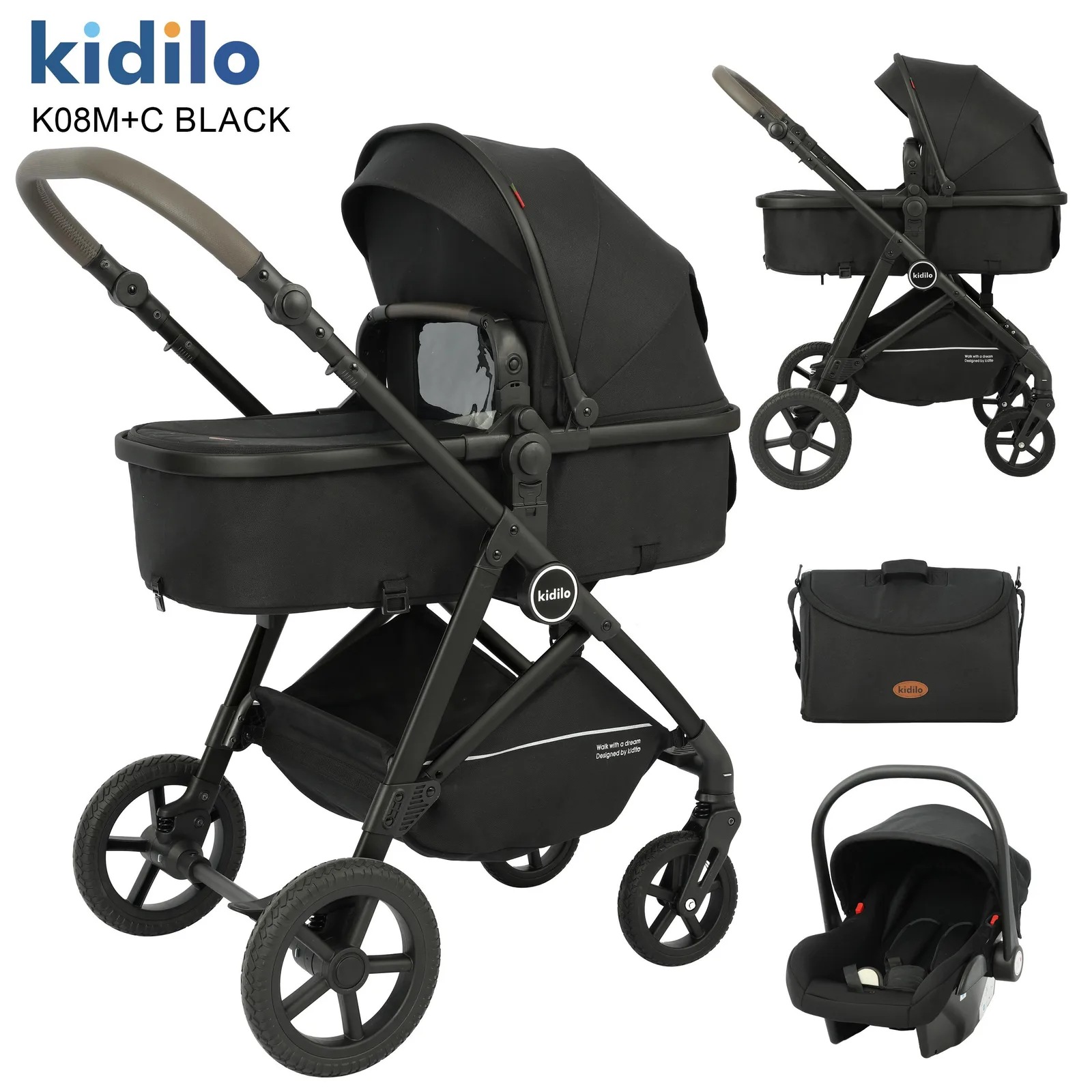 Karrocë Kidilo 3 në 1 – Travel System për Fëmijë